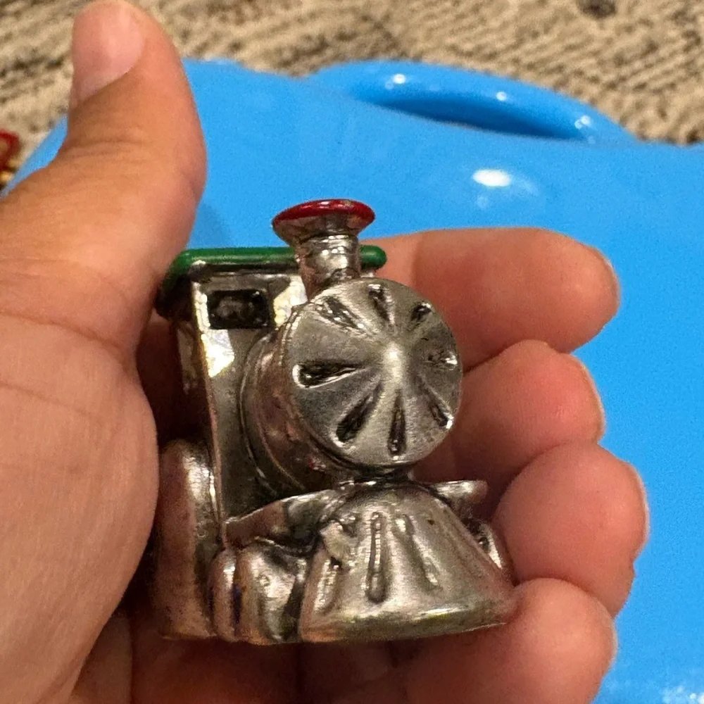 Vintage Christmas Ornaments Little 2” Convertible Car & Train Made of Metal